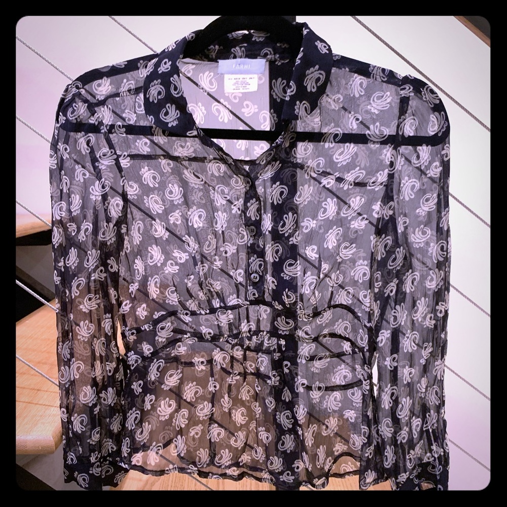3/$50 Nicole Farhi sheer printed blouse